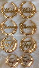 Load image into Gallery viewer, 18K Custom Name Plate Bamboo Earrings