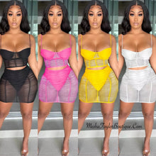 Load image into Gallery viewer, 2 Piece Mesh Bodycon Mini Skirt Dress set