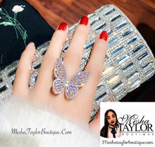 Load image into Gallery viewer, Iced Out Crystal Butterfly Ring