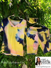 Load image into Gallery viewer, 2 Piece V Neck Tie dye short sets w/ mask