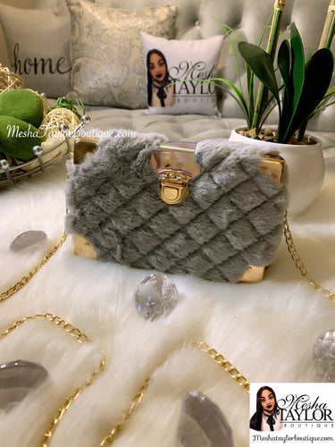 Luxury Faux Fur Chain Cross Bag