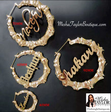 Load image into Gallery viewer, 18K Custom Name Plate Bamboo Earrings