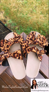 Cheetah Print Bow Slides