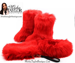 Winter Fur Boots, Bag & Headband Set