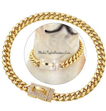 Load image into Gallery viewer, 18K, Gold Plated Cuban Link Heavy Duty Dog Collar
