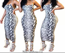 Load image into Gallery viewer, Snake Print Spaghetti Strap Bodycon Dress