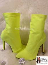 Load image into Gallery viewer, Neon Sock Ankle Boots