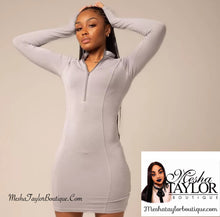 Load image into Gallery viewer, Long Sleeve Zipper Bodycon Dress