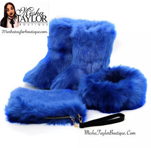 Winter Fur Boots, Bag & Headband Set